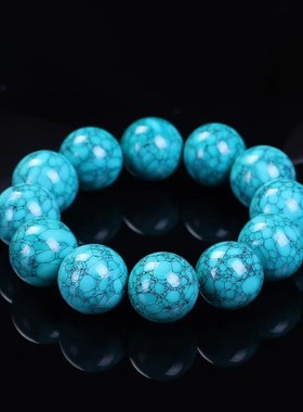 深绿色蓝色网花铁线绿松石手链 高瓷I铁线纹绿松石手串饰品