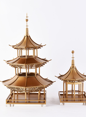 新中式凉亭摆件铁艺酒店餐厅书房样板间客厅玄R关工艺装饰品摆设