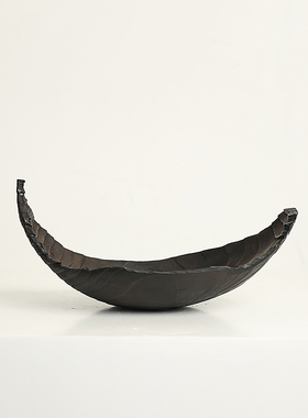 木质炭化a摆件黑色日式侘寂风居家样板房间客厅博古架装饰品软装