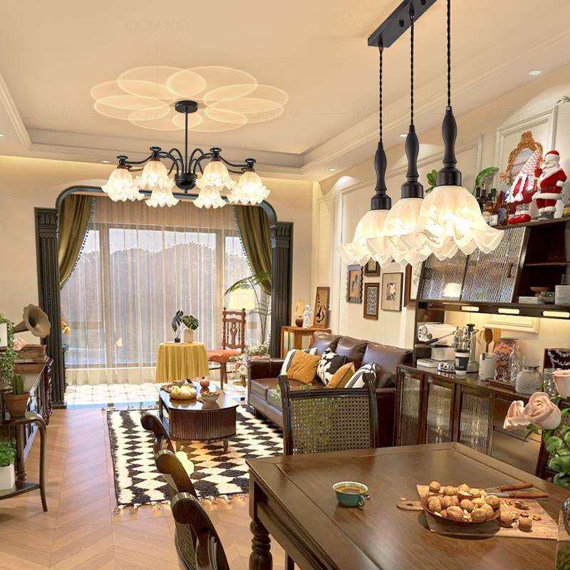 法式复古客厅吊灯新美式高级感卧室主灯中古风餐厅花朵灯具餐厅灯,3C数码配件,USB灯,淘宝优惠券,粉丝福利购,淘宝优惠卷