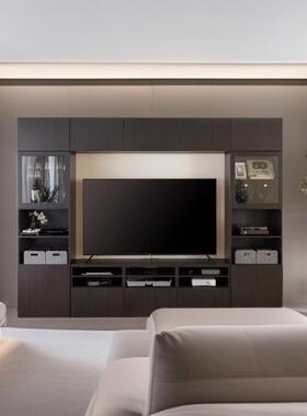 电视柜玻璃橱柜BESTA贝达现代简约电视柜子组合视听设备储物收纳