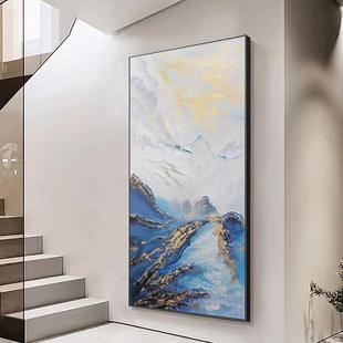 顺丰抽象手绘油画客厅山水画别墅复式楼挑空挂画轻奢玄关装饰画大