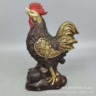 铜鸡摆件铜鎏金公鸡吉祥物 生肖鸡家居办公室玄关工艺品 装饰摆件