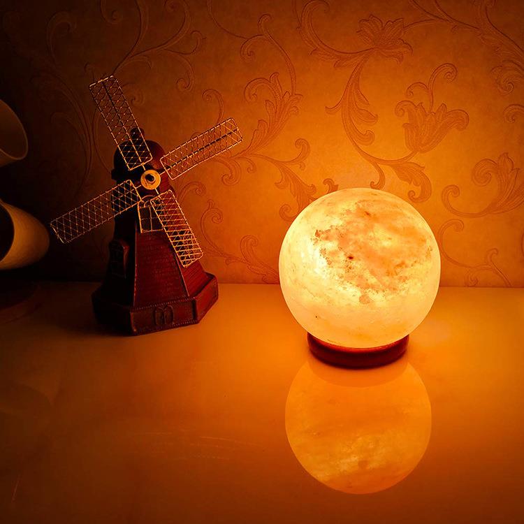 喜马拉雅圆球造型水晶盐灯可调光岩盐灯暖光居家摆件装饰台灯夜灯