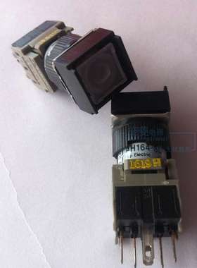 FUJI富士白色正方形按钮开关 AH164-SL*11E 平头带灯6脚Ф16