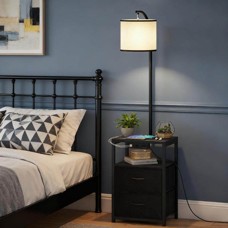 跨境轻奢高级简约收纳柜多功能抽屉式卧室储物柜家用落地灯