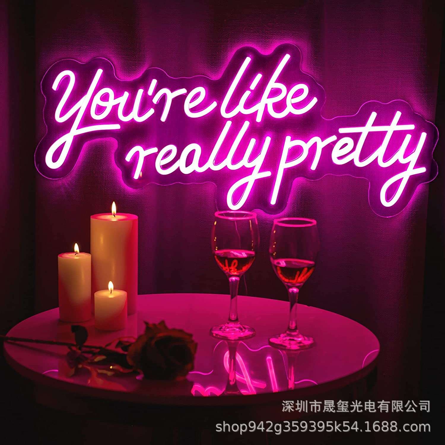 粉红色You're like really pretty霓虹灯酒吧俱乐部派对装饰LED灯