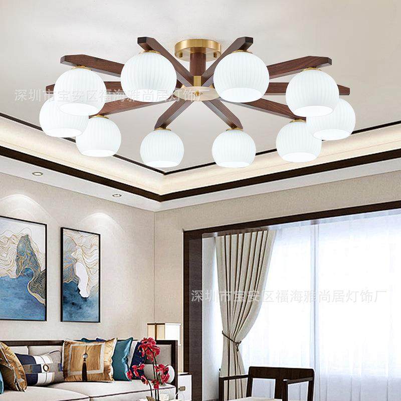 中古风客厅吊灯北欧复古胡桃木餐厅大气吊灯新中式大厅卧室灯具,3C数码配件,USB灯,淘宝优惠券,粉丝福利购,淘宝优惠卷