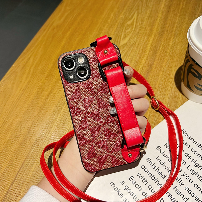 适用苹果15promax手机壳14plus新年红iphone13腕带12pro支架11promax挂绳xsmax多三角6plus轻奢7plus欧美xr潮