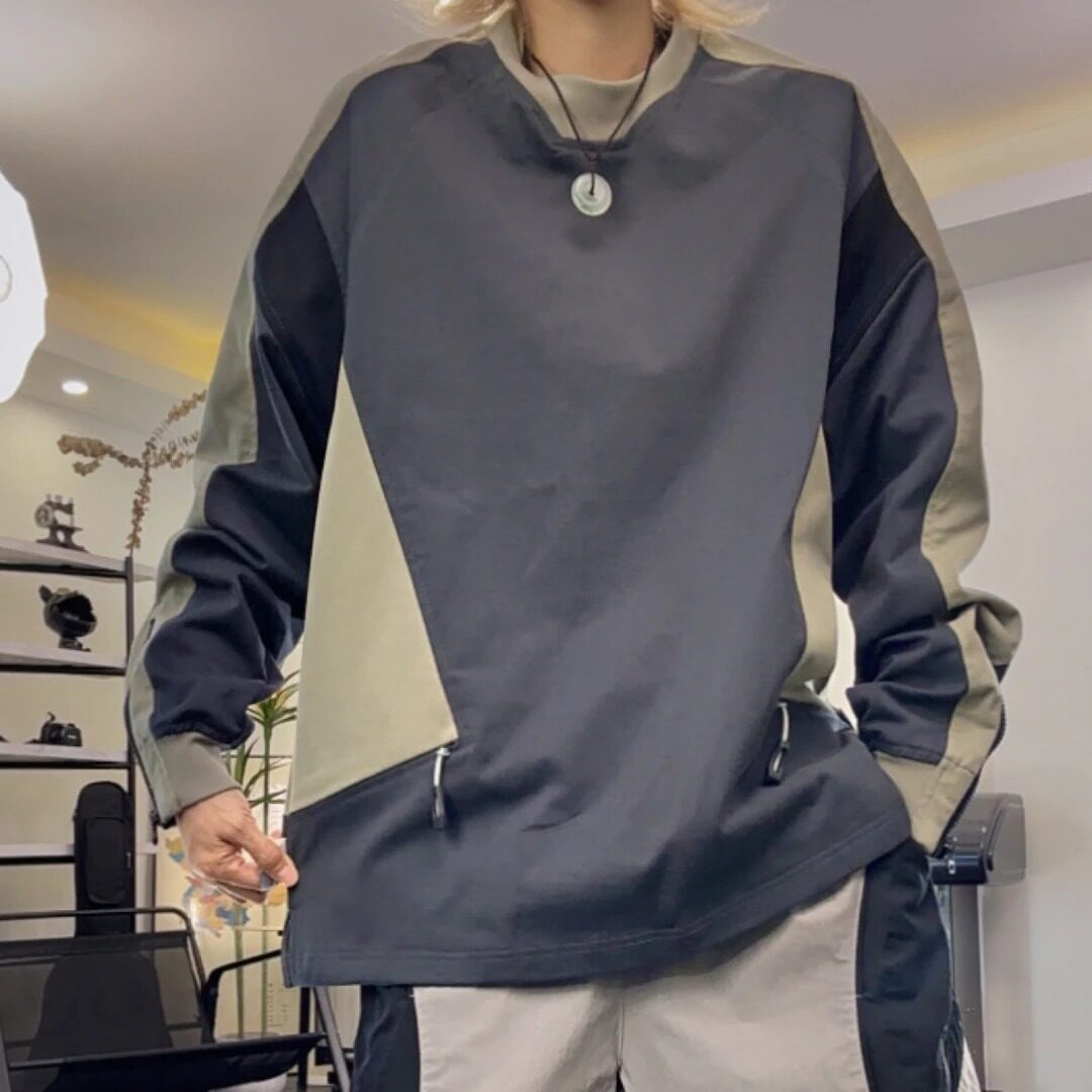 帅气设计感男士卫衣潮流圆领拼色