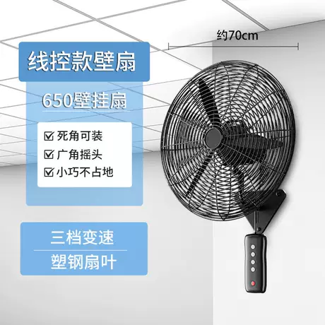 650壁挂扇(线控款)【铜芯电机】塑钢扇叶/三档大风/挂墙上的