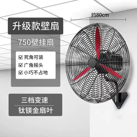 750壁挂扇【铜芯电机】钛镁金扇叶/三挡强风/挂墙上