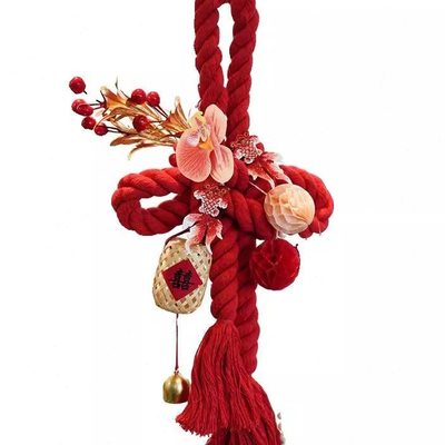 .婚房万字结布置结婚装饰新房女方房门上喜字卧室门把手挂件中国