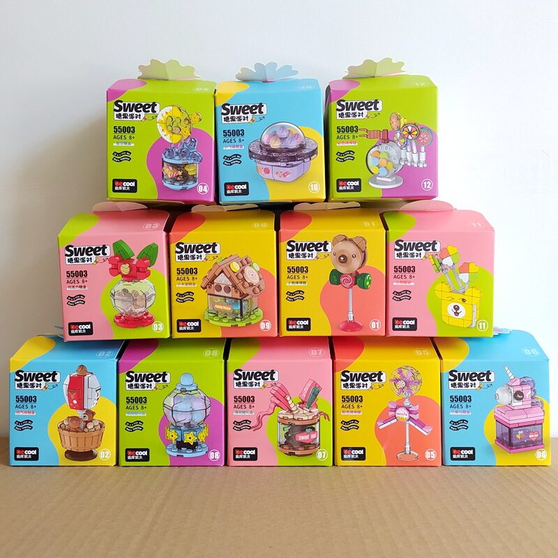 迪库55003糖果派对男孩拼插积木小熊棒棒糖模型女孩生日手办礼物