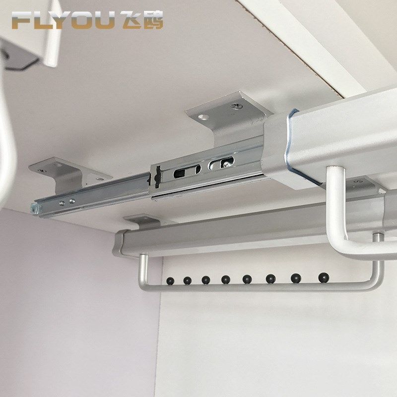 衣柜铝合金衣橱挂衣器顶装衣架抽拉式柜内五金配件双导轨阻尼轨道