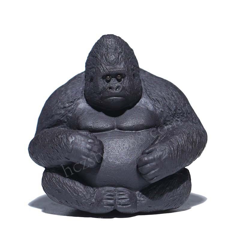 宜兴紫砂金刚猩猩茶宠摆件北极熊狮子财大气粗河马茶具茶桌玩可养