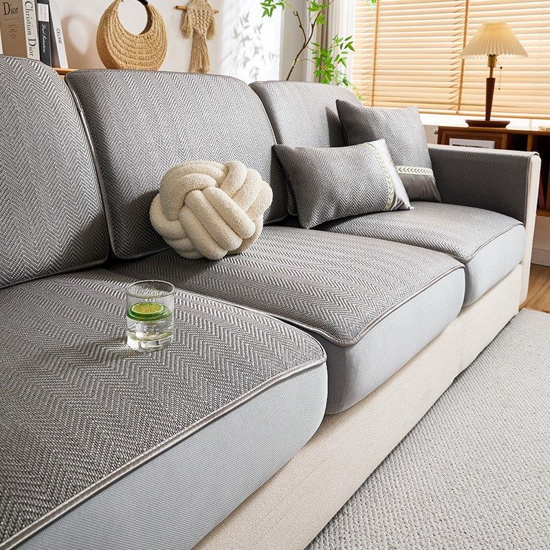 简约风人字纹冰藤沙发笠2025夏季新款全包罩套防滑坐垫子藤席凉垫,居家布艺,沙发套,淘宝优惠券,粉丝福利购,淘宝优惠卷