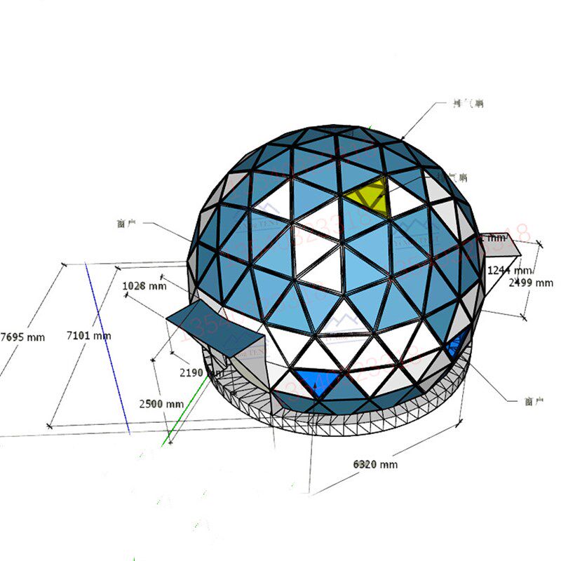 球形玻璃屋复式二层酒店民宿太空舱星空房穹顶玻璃阳光房客餐厅