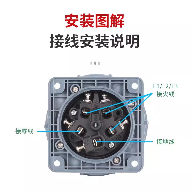IP67防水爆器具反插头63A125A航空工业暗座连接器明装头3芯4线5孔