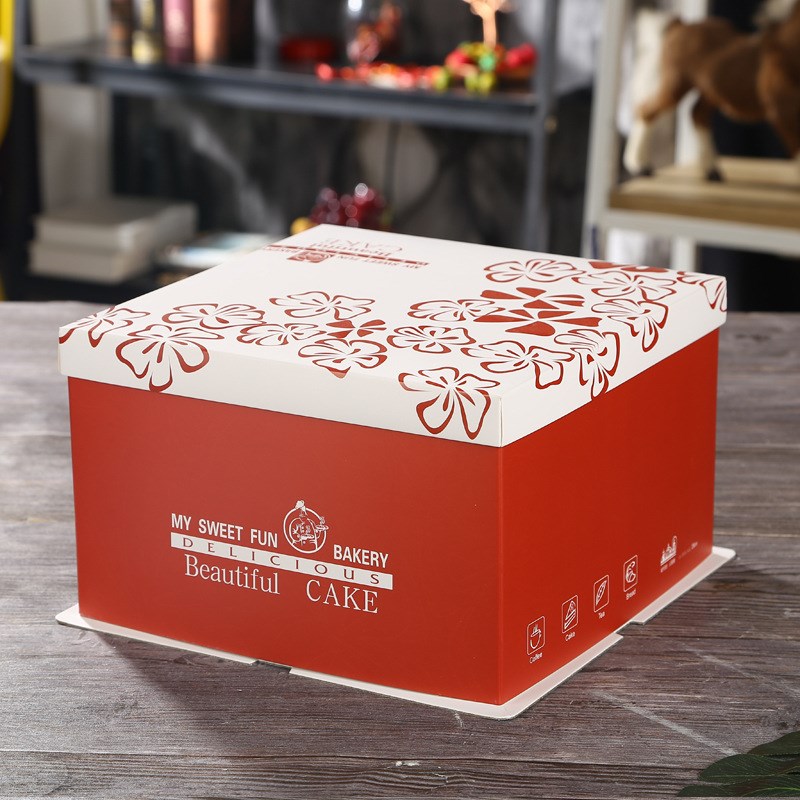 5套装十四六八14/16寸18寸生日蛋糕盒子双层三层喜庆加高特高