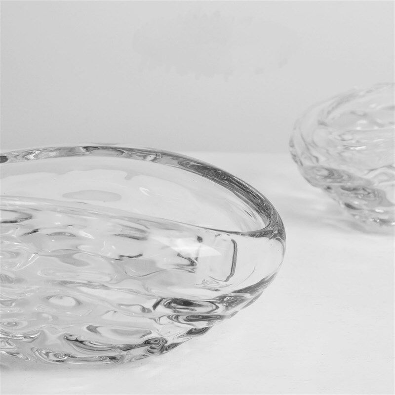 简约现代透明玻璃水果盘摆件家居餐桌样板间软装饰品茶几收纳托盘