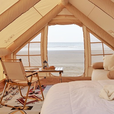 鑫途12平充气帐篷户外野营露营营地用屋脊气柱帐超大一居室4-6人