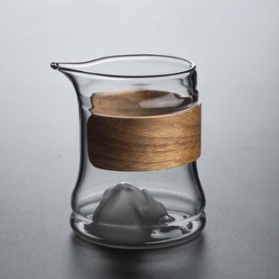 竹筒公道杯耐热玻璃加厚分茶器家用透明茶海匀杯倒茶器公杯