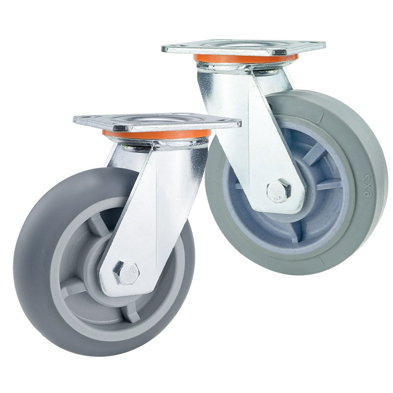 重型脚轮方边TPR静音轮4寸5寸6寸8寸机械设备承重轮平板车脚轮