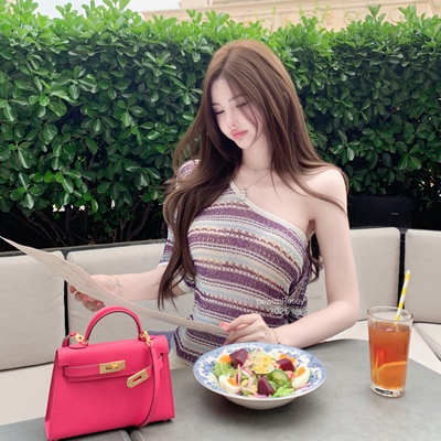 5/4 bewithRosey【紫星芒】夏季四色编织细闪镂空条纹T恤