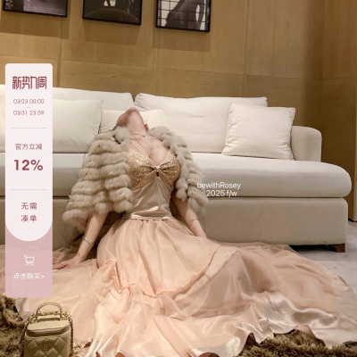 bewithRosey【香槟星夜】定制公主水钻吊带缎面裙晚礼服