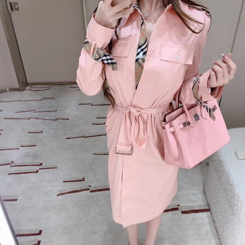 bewithRosey【Sassy girl】柜柜1w+定染粉色加绒风衣大衣外套