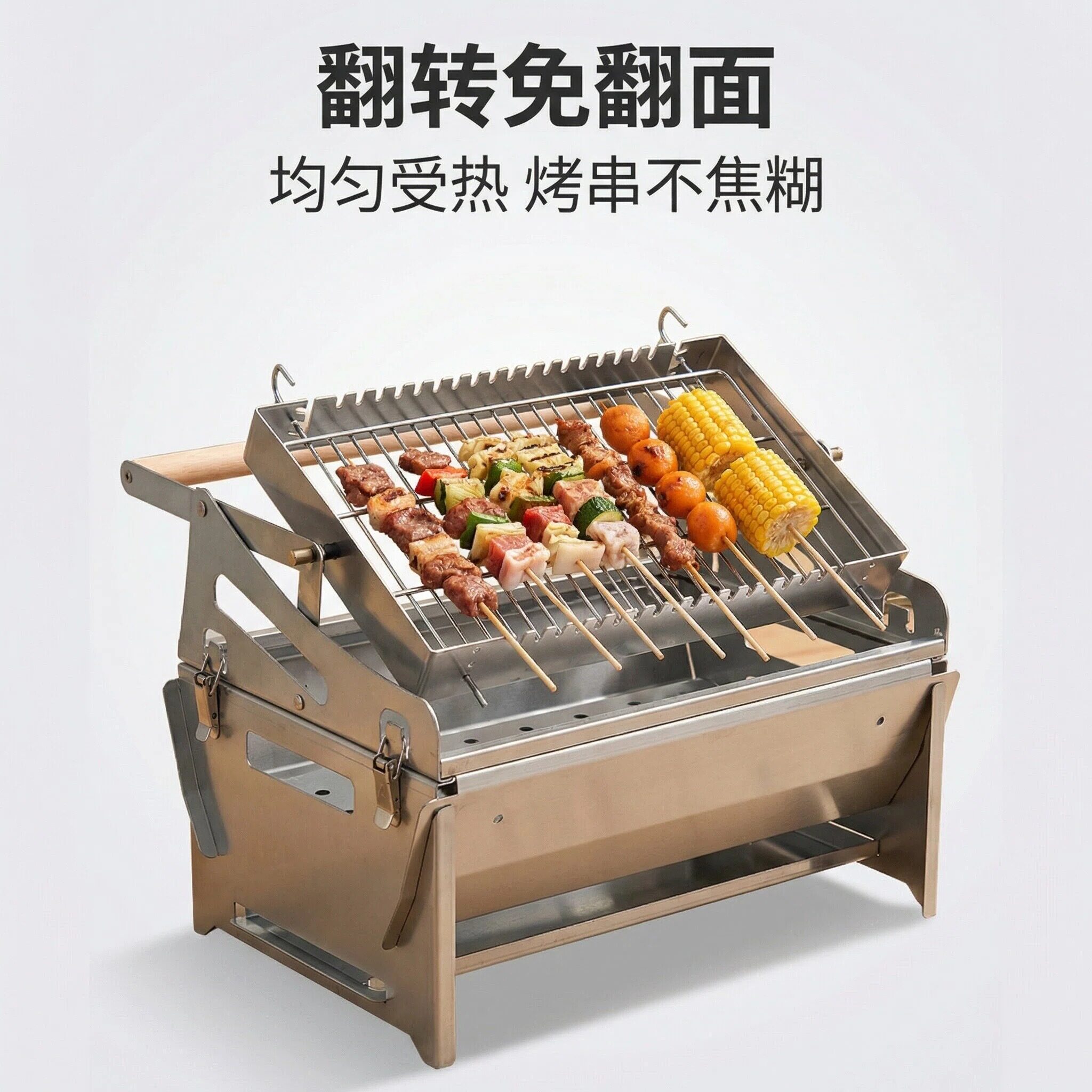 便携式360°可翻转户外烧烤炉