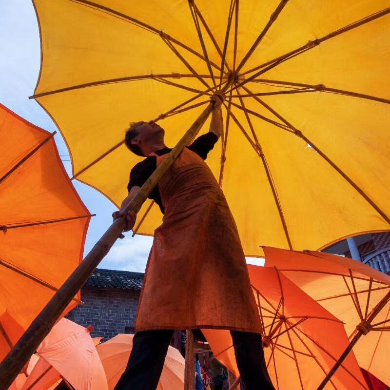 油布伞大黄伞摆摊布伞大号伞竹木商用伞复古景区伞3米3米5大号伞