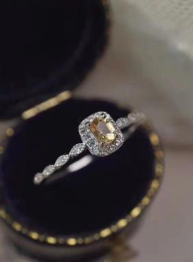 天然黄水晶开口戒指天然石水晶细圈超闪招财新年礼物送女生情人节