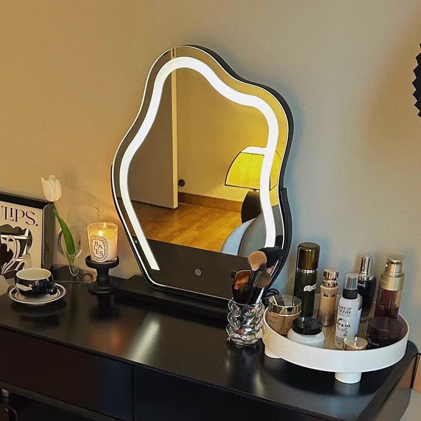 云朵化妆镜台式桌面LED灯镜子梳妆台智能轻奢高级灯镜带灯梳妆镜