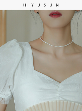 天然珍珠锁骨项链女简约气质轻奢小众高级感复古网红潮时尚颈链