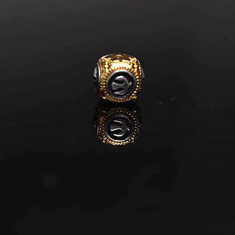 银制四方珠镶嵌大鹏鸟高桥骰子文玩配饰吊坠挂绳隔珠顶珠diy配件