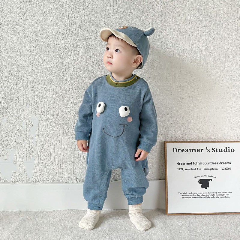 婴儿连体衣秋季衣服满月百天超萌可爱男宝宝秋装纯棉包屁连身哈衣