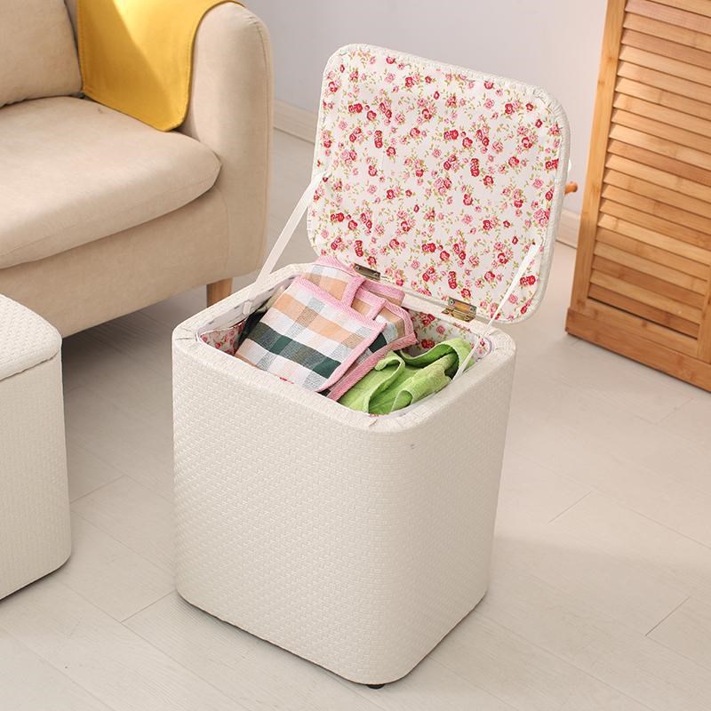 折叠收纳凳可坐搁脚矮櫈皮革换鞋凳穿鞋墩子沙发凳子正方