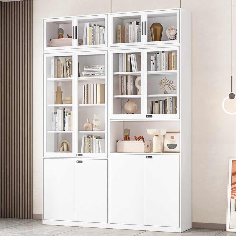 家用展示柜客厅玻璃门防尘手办柜钢制模型陈列柜子儿童书架收纳柜