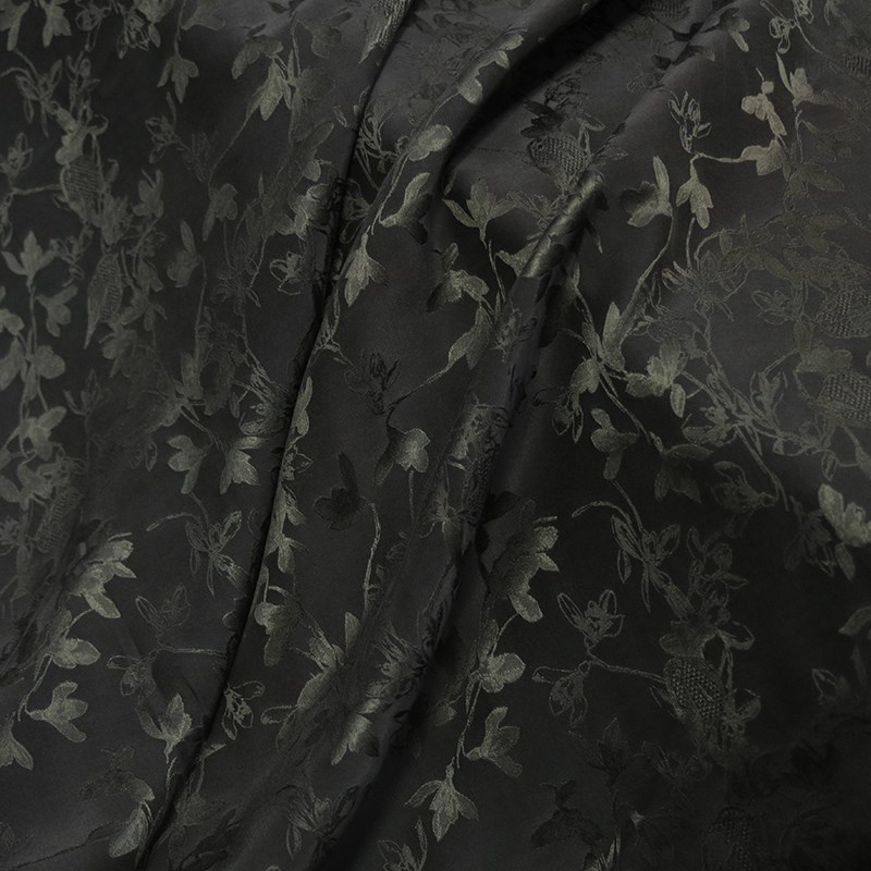 花飞蝶舞 真丝提花香云纱布料 传统手工莨绸丝绸面料 撞色双面用