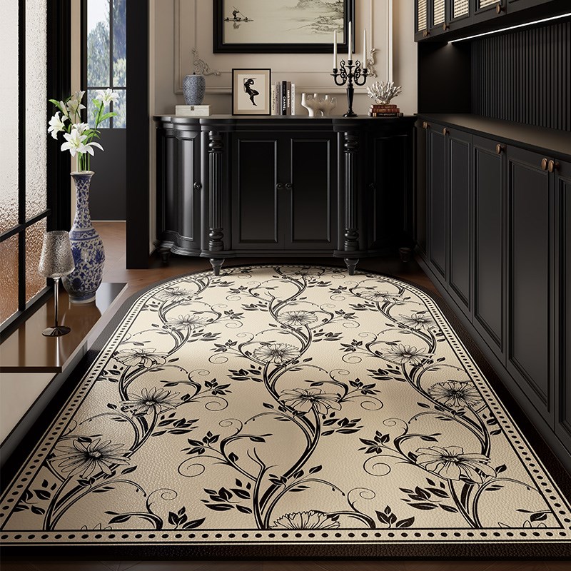 美式高级感入户h门地垫pvc可擦免洗进门门口皮革脚垫耐脏防滑地毯