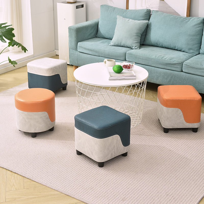 网红拼色小凳子家用矮凳客厅现代简约茶几边沙发凳垫脚凳换鞋可坐