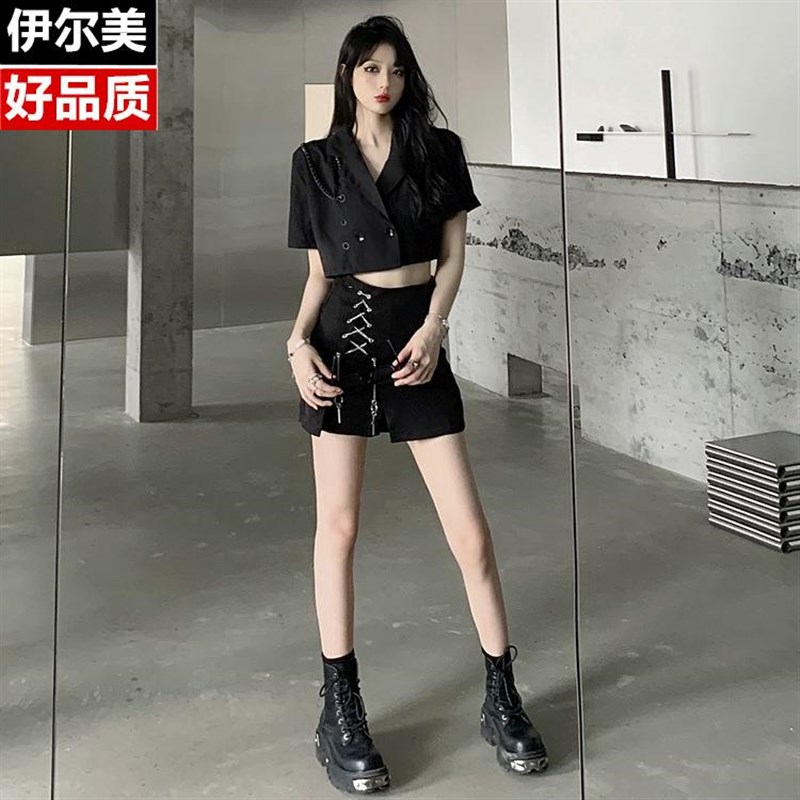 夏季甜辣高d冷御姐轻熟风女装裙子套装炸街西装裙辣妹连衣裙两件