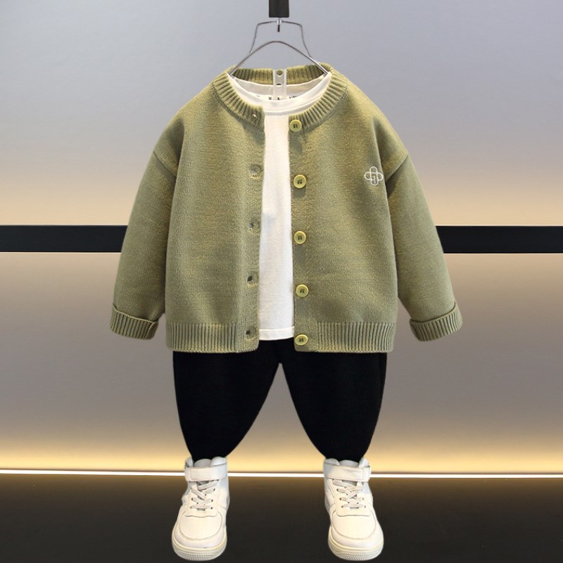 男童秋季针织衫开衫2024新款儿童秋装小童早秋男宝毛衣外套春秋款