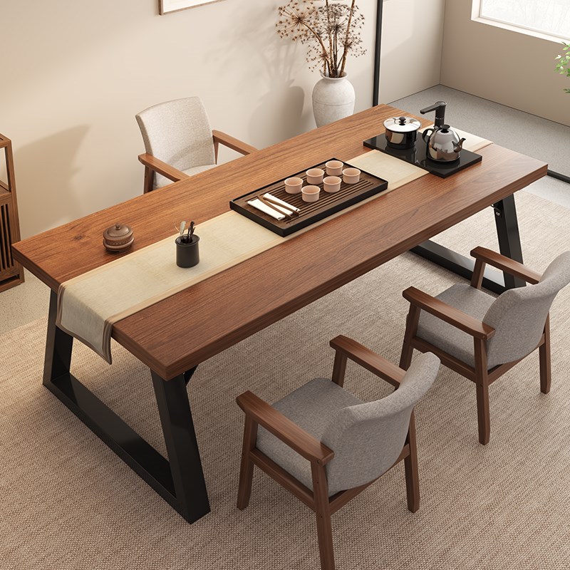 新中式茶桌椅组合茶台泡茶桌子办公室洽谈桌简约家用阳台大板茶桌