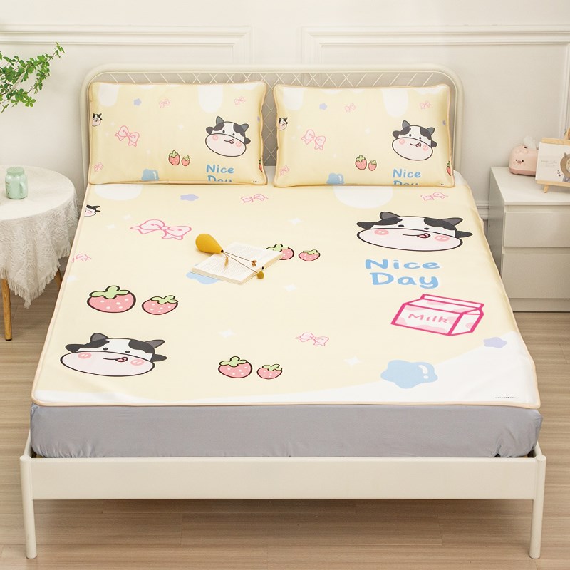 牛牛可爱少女学生凉席三件套w夏季冰丝席单人宿舍可水洗机洗可折