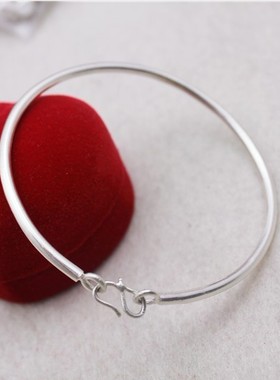 仙记银手镯 银脚镯 999纯银女 纯银手镯女款光面纯银手镯子女细圈