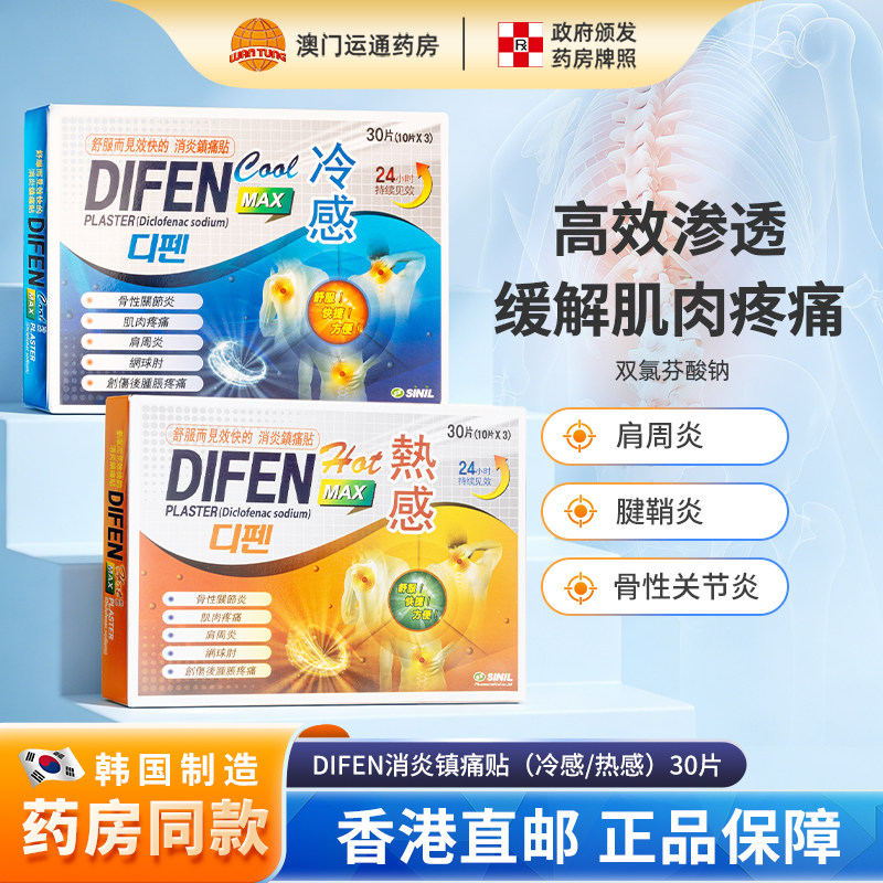 SINIL韩国DIFEN消炎镇痛贴(冷感/热感)关节炎肌肉肿胀疼痛肩周炎