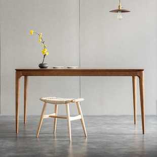 客厅设计师吃饭桌胡桃色创意轻奢桌 实木长方形餐桌白蜡木原木日式